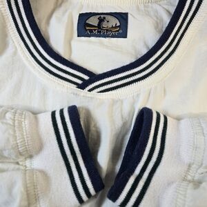 Vintage AM Player Golf Windbreaker Men's Large off white v neck Pullover 3XL